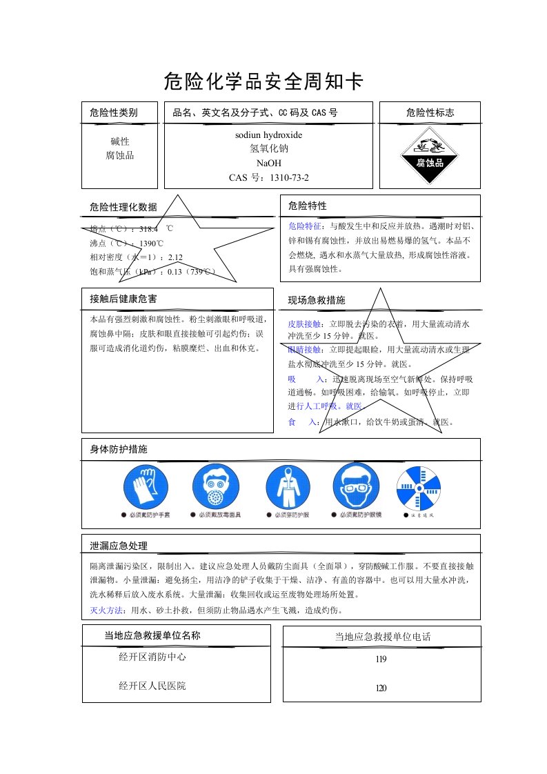 氢氧化钠安全周知卡