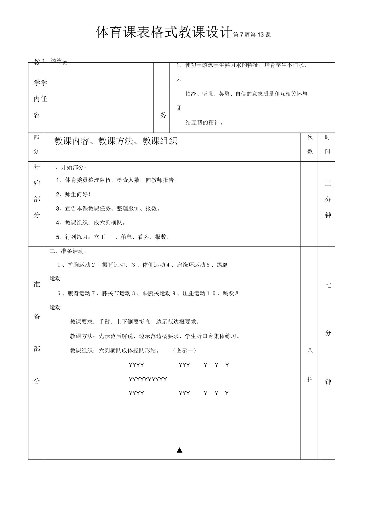 高中二年级体育与健康教案集：游泳第六课