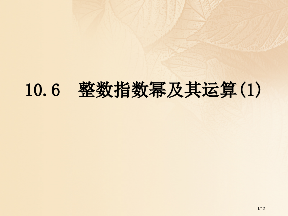 七年级数学上册10.6整数指数幂及其运算全国公开课一等奖百校联赛微课赛课特等奖PPT课件