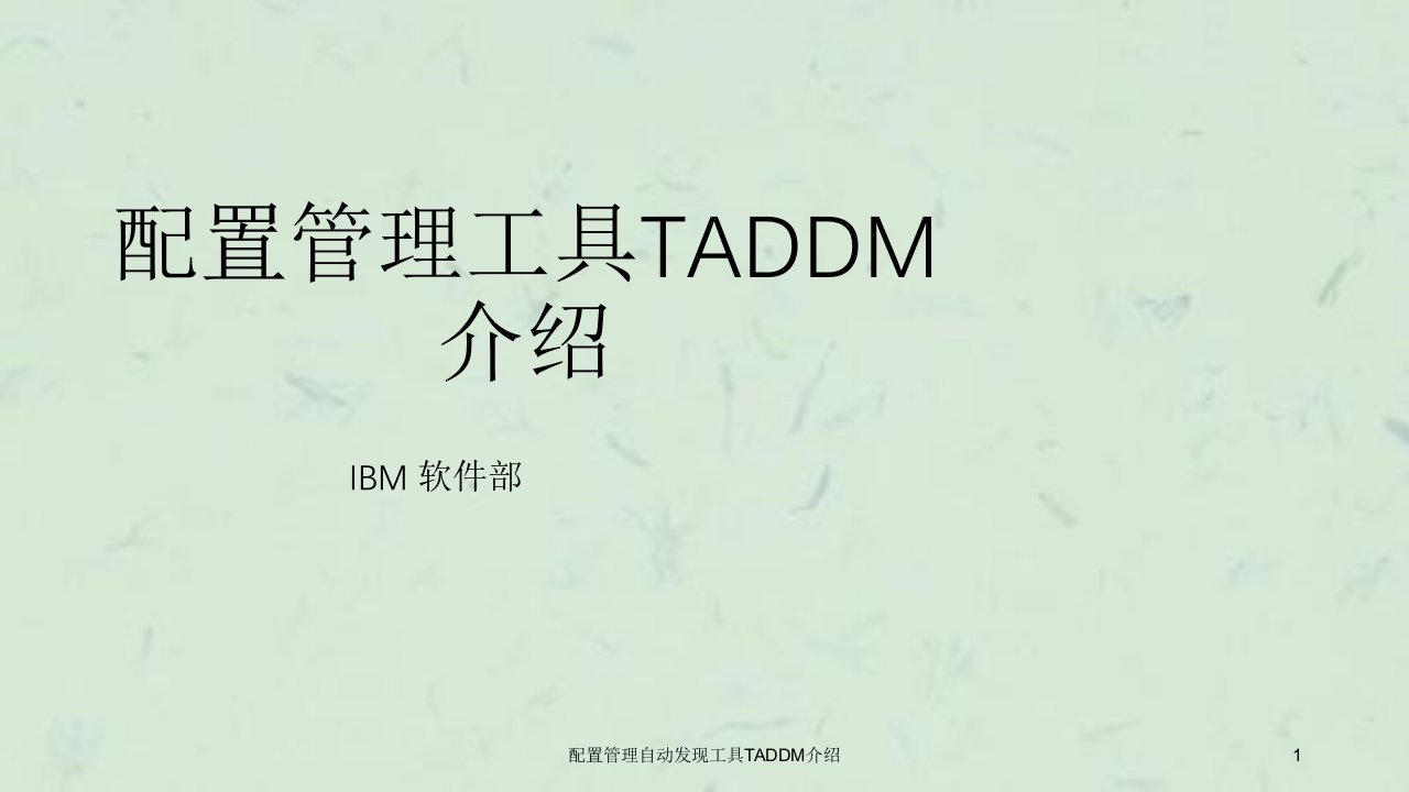 配置管理自动发现工具TADDM介绍课件