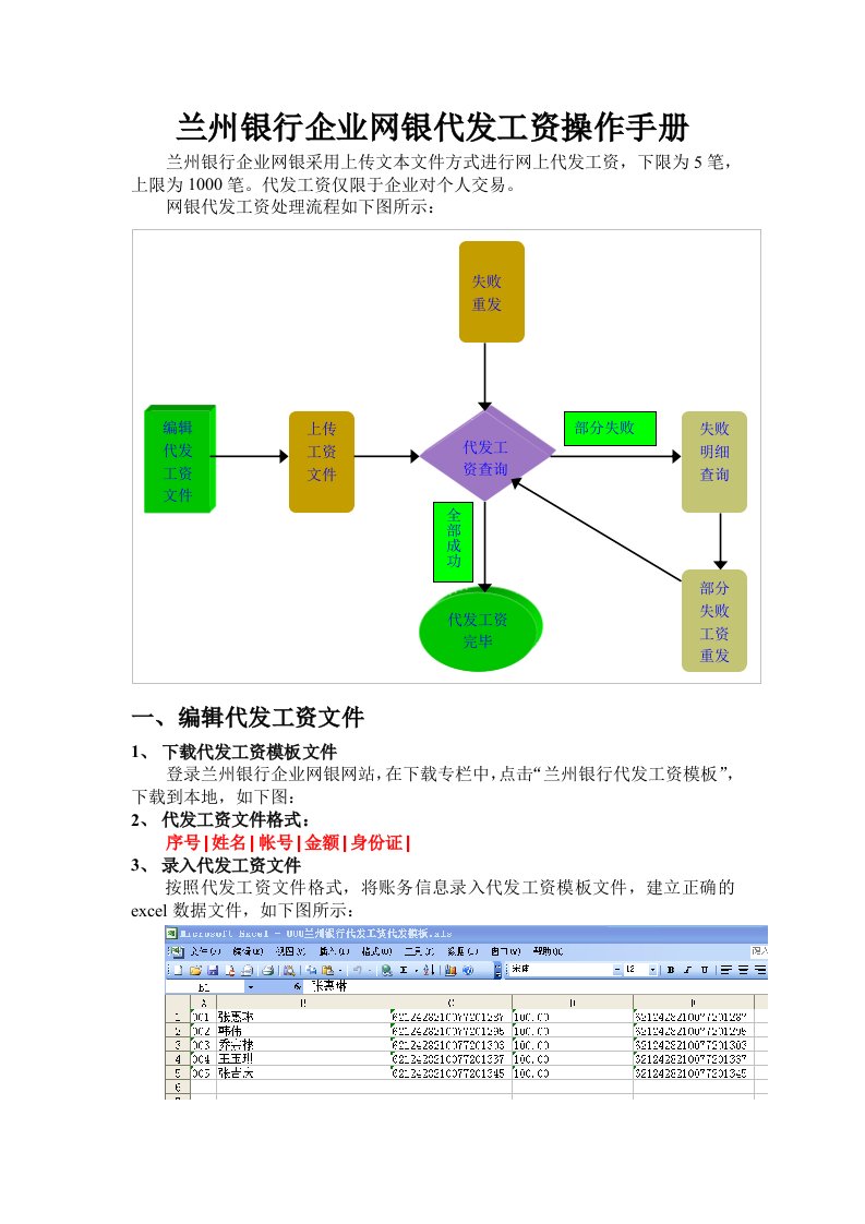 兰州银行代发工资操作手册