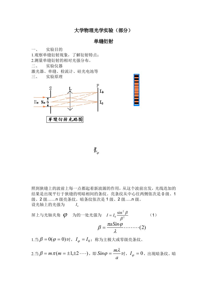 大学物理光学实验(部分)