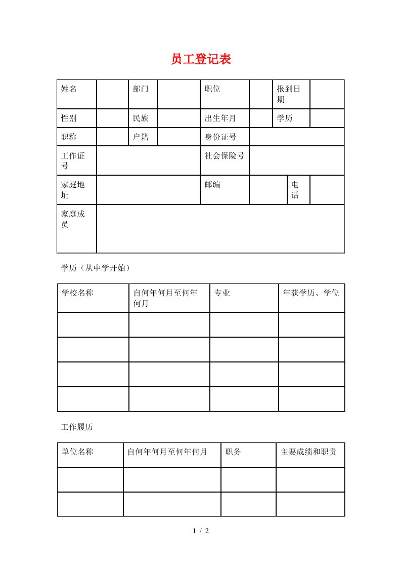 公司员工年度绩效考核表及记录表5