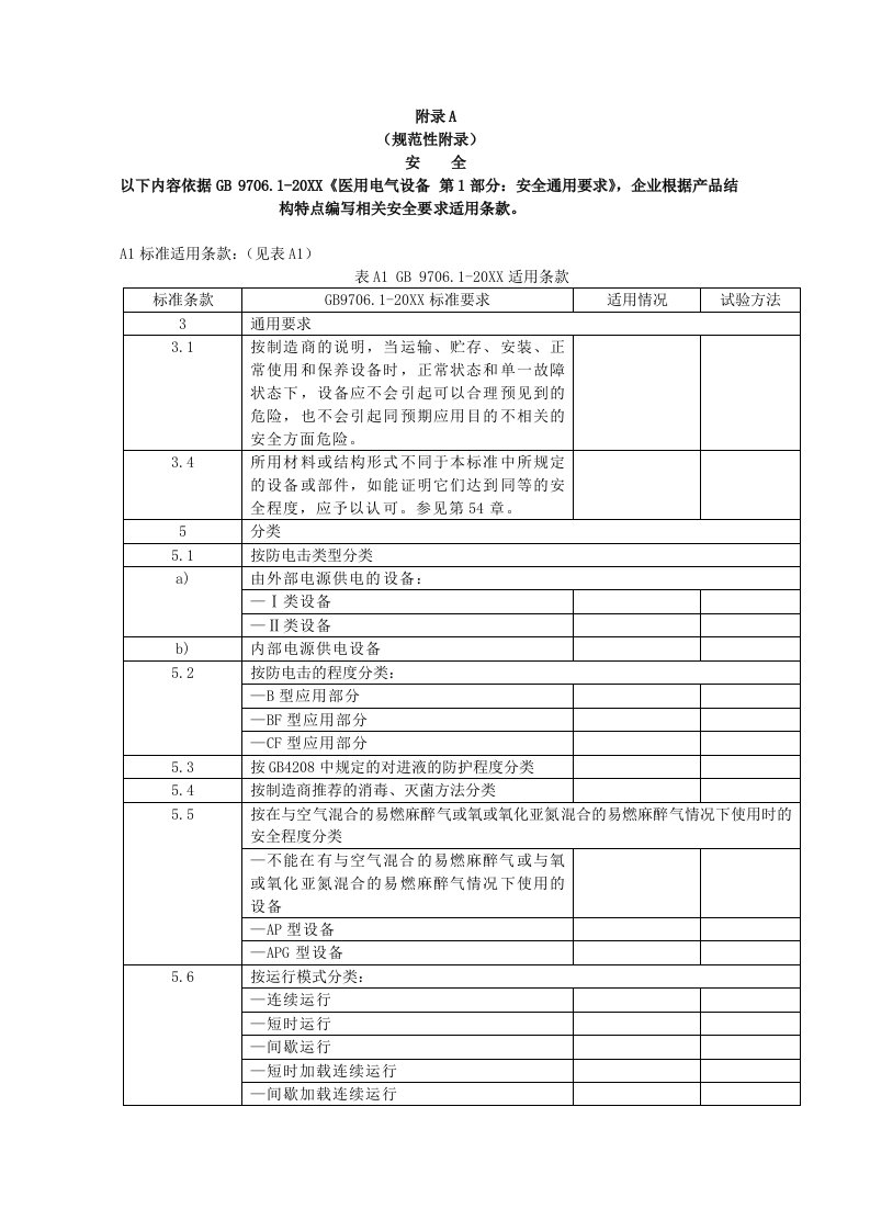 电气工程-GB97061医用电气设备安全通用要求试验模板