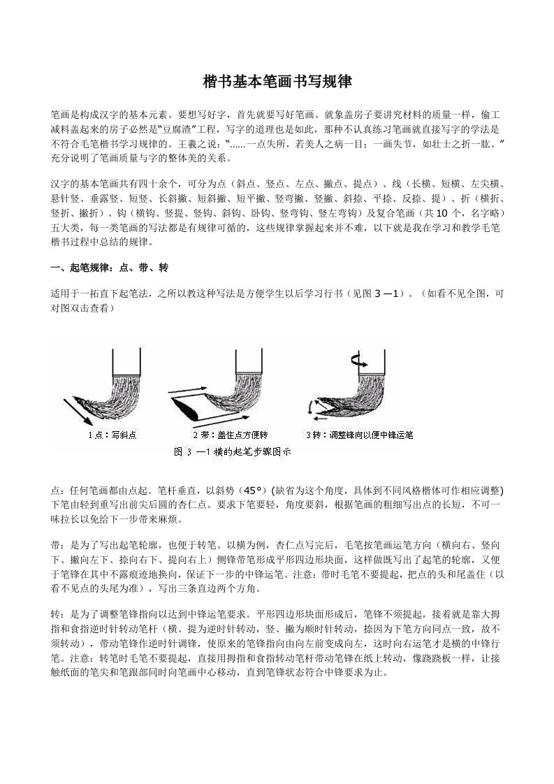 楷书基本笔画书写规律