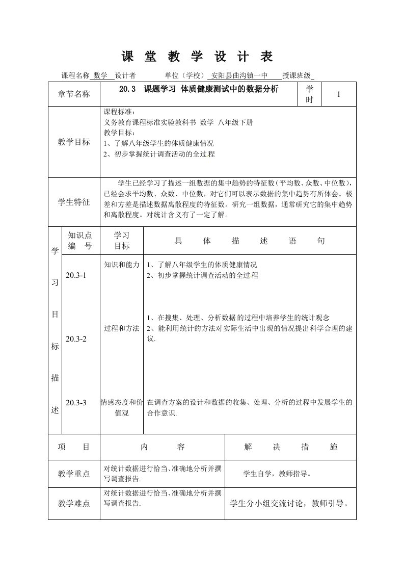 学生体质健康数据分析