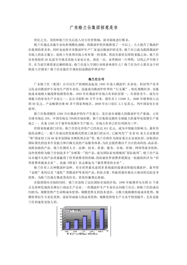 精选战略管理案例2-广东格兰仕集团招惹是非