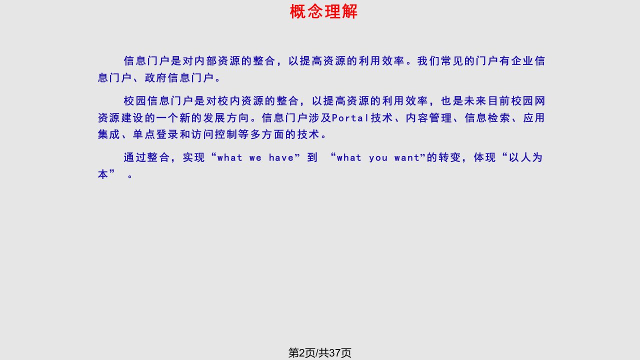 校园信息门户建设的一点理解谭立球中南大学