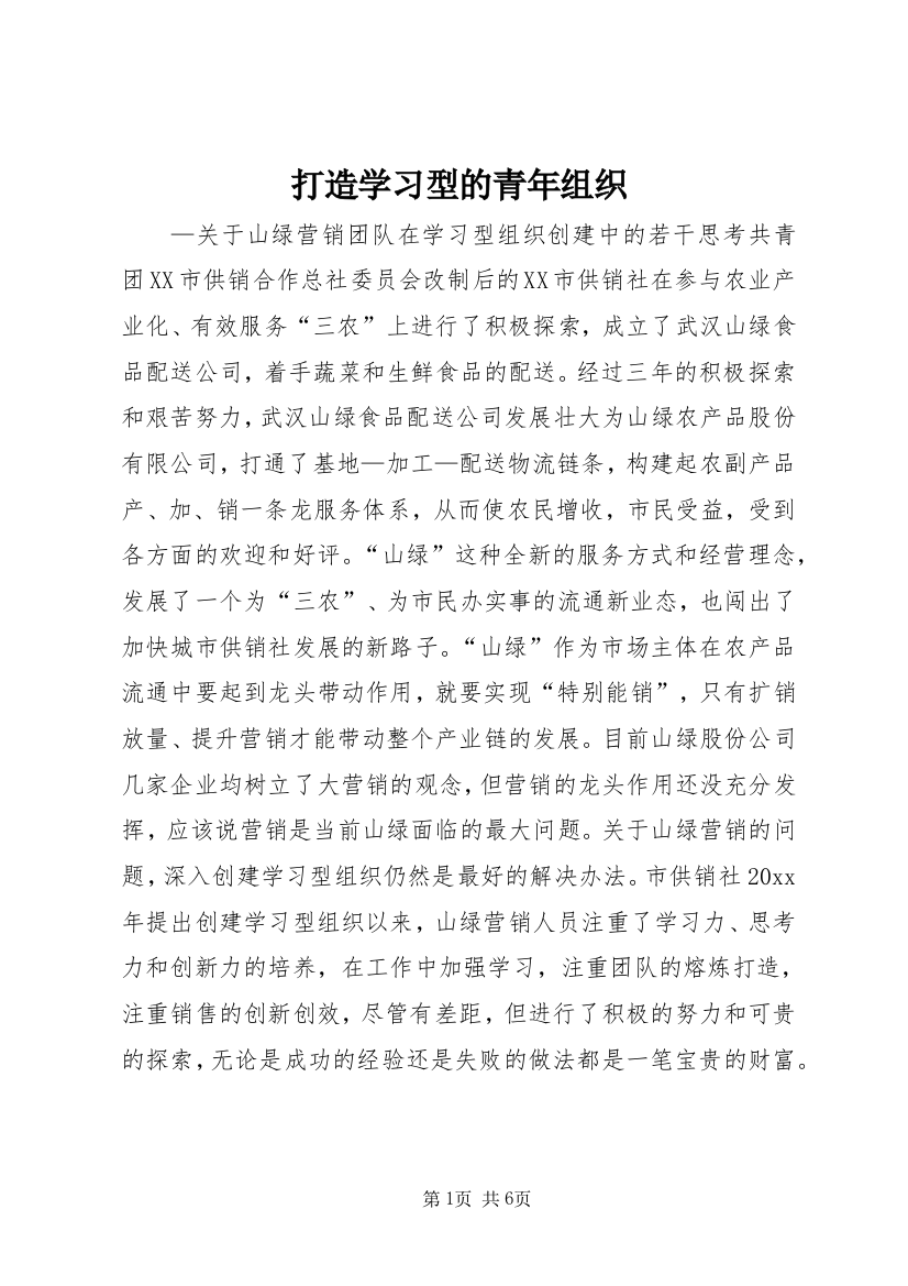 打造学习型的青年组织