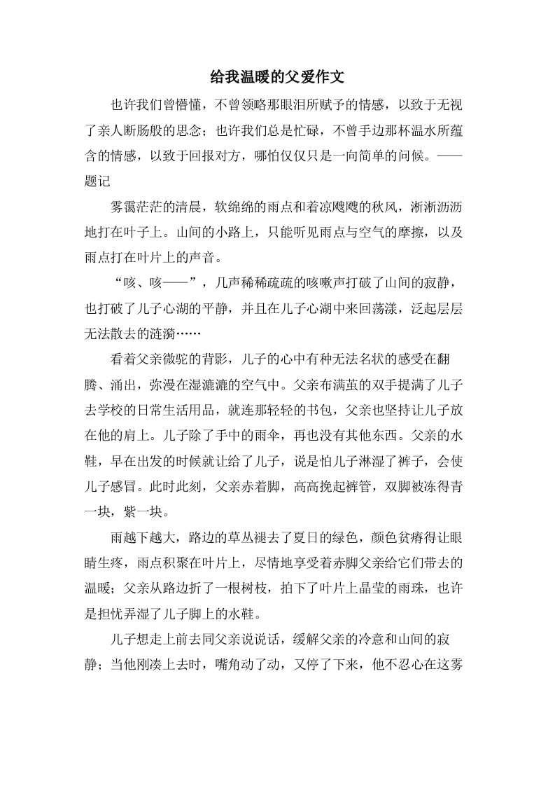 给我温暖的父爱作文