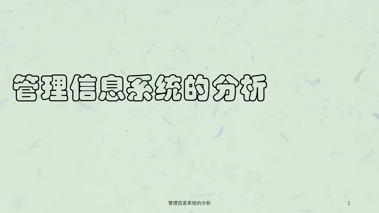 管理信息系统的分析课件