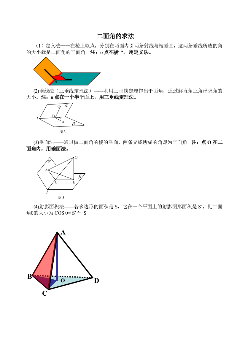 二面角的计算方法加题型