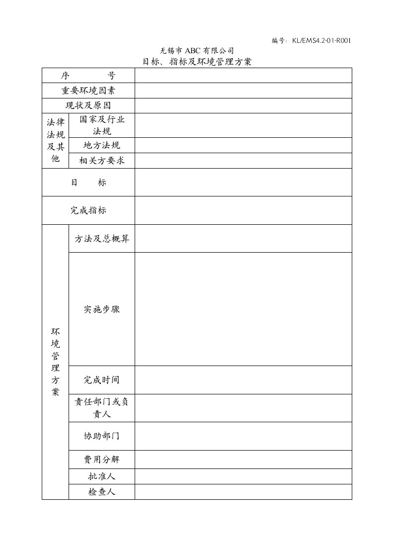 精选ISO14000表单