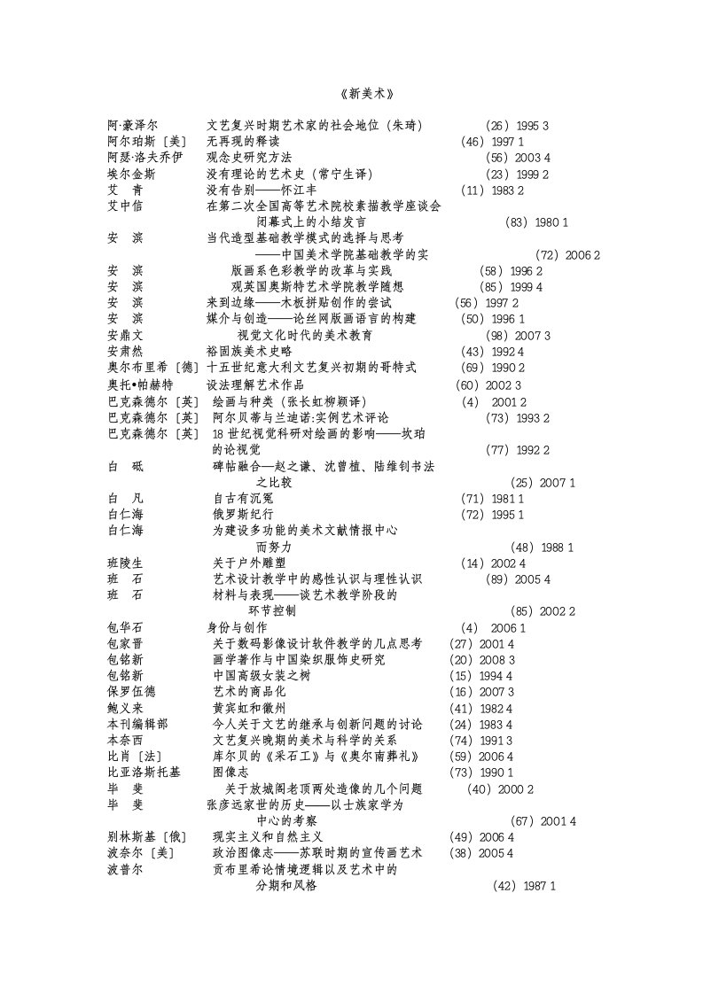 新美术、美术译丛联合目录