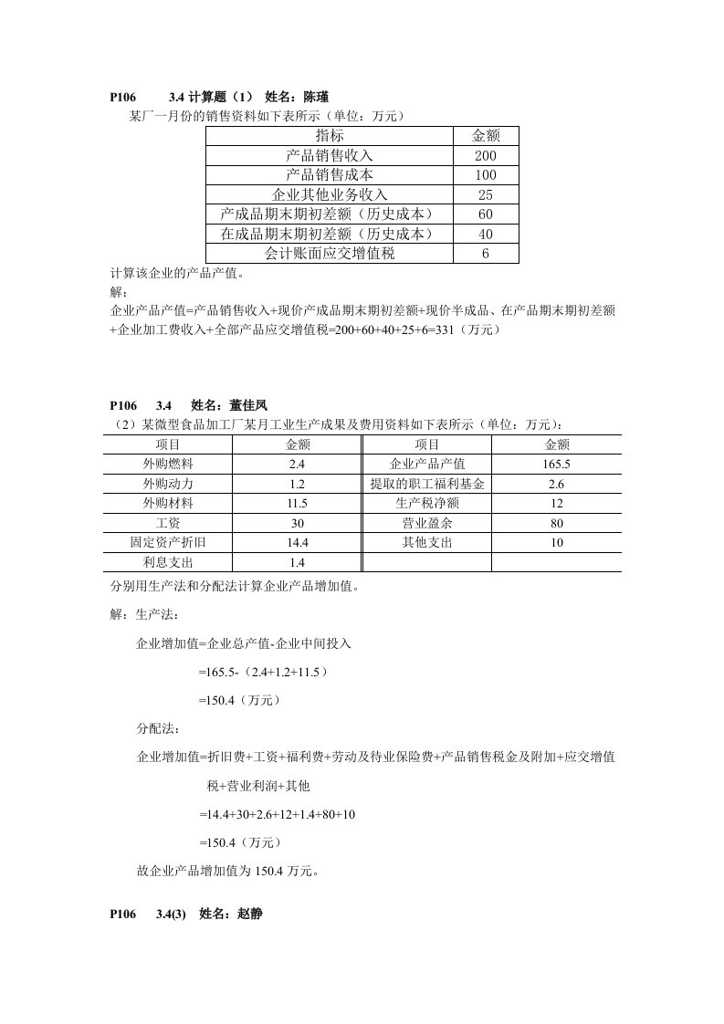 企业经营统计学作业汇总