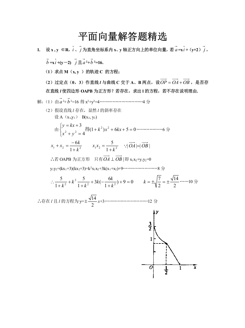 平面向量解答题精选