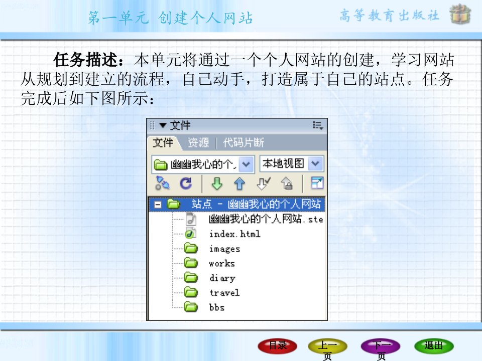 Dreamweaver网页制作第一单元创建个人网站