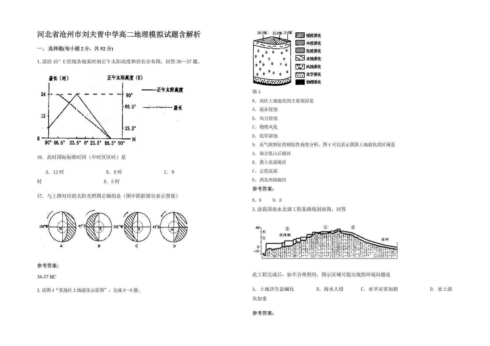 河北省沧州市刘夫青中学高二地理模拟试题含解析