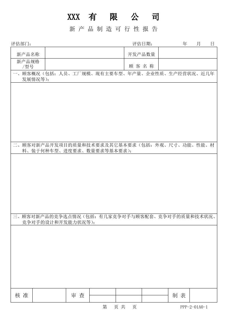 产品APQP全套表单(含设计)