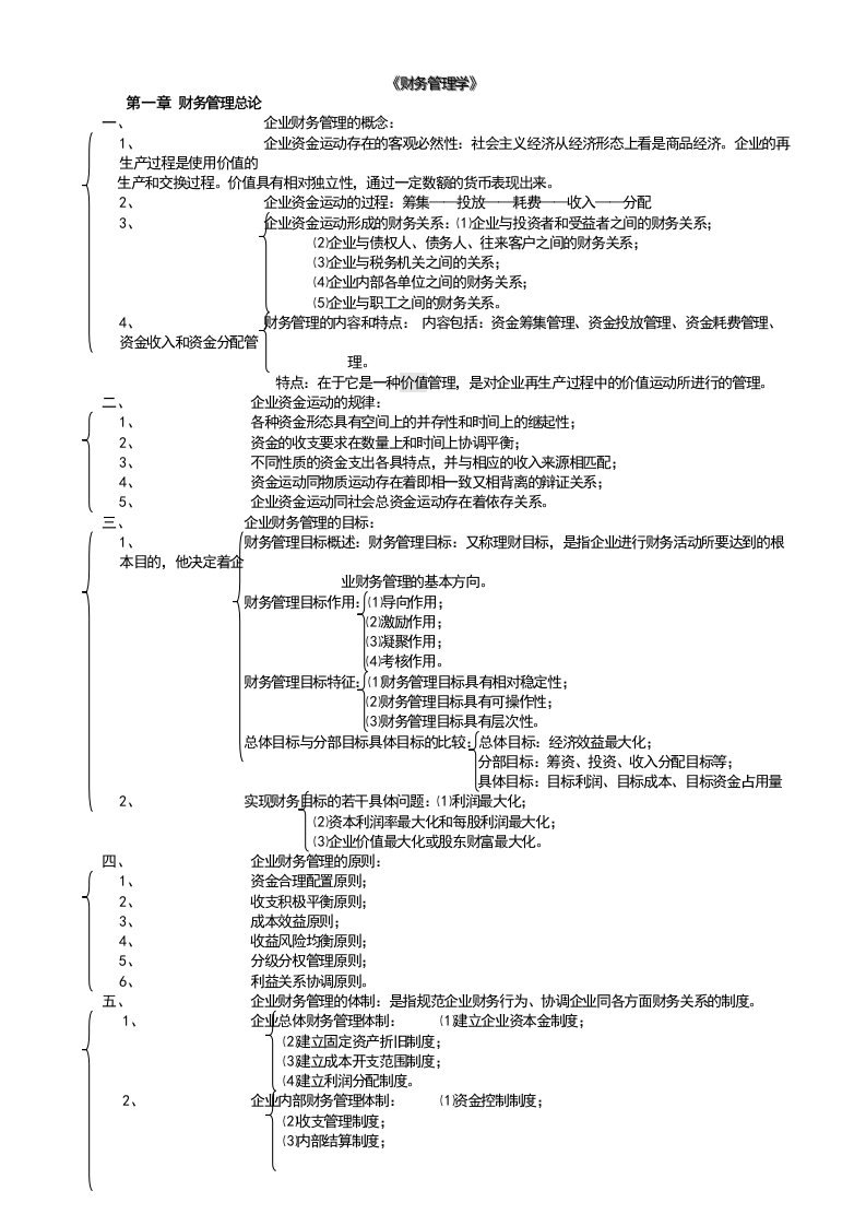 企业财务管理学及财务知识分析