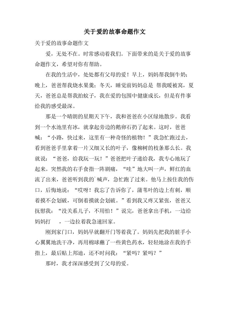 关于爱的故事命题作文