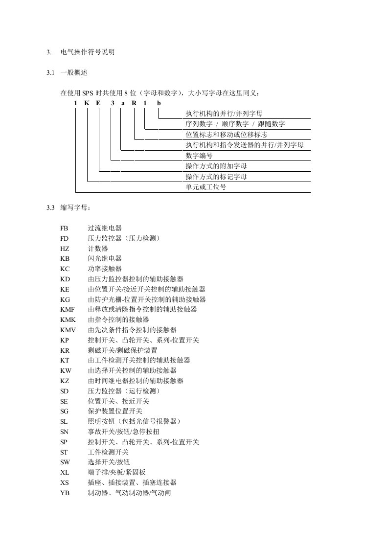 SPS电气设备标准