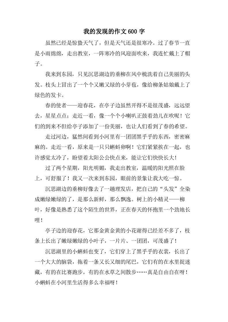 我的发现的作文600字