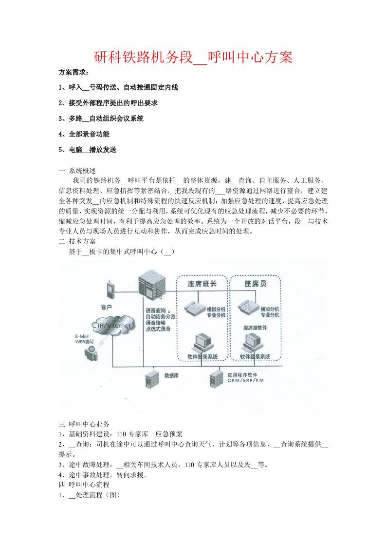 研科铁路机务段语音呼叫中心方案