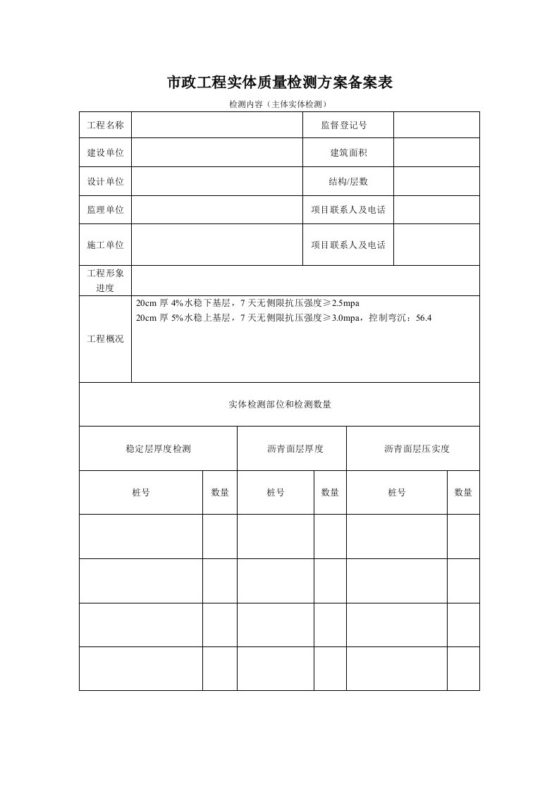 市政工程实体检测方案备案表修改