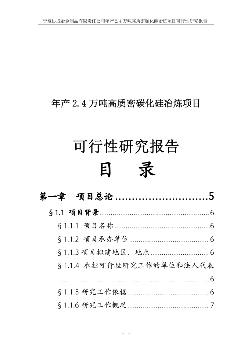 年产24万吨高质密碳化硅冶炼项目可行性研究报告