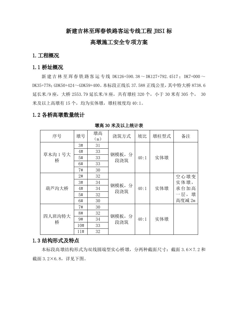 高桥墩安全施工方案修改