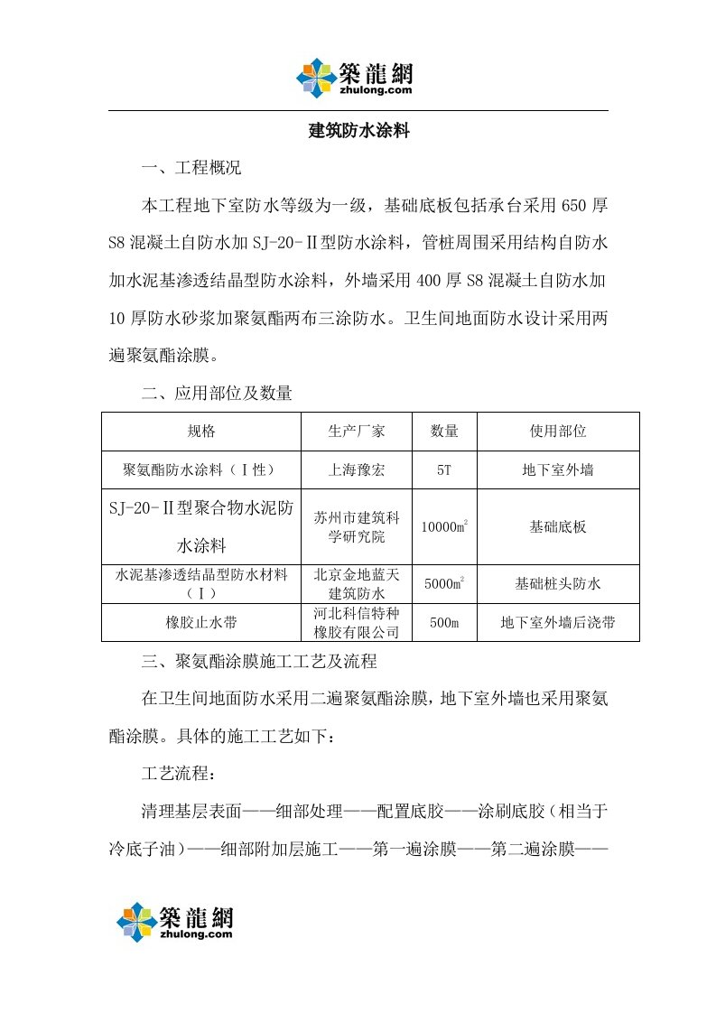 质量安全建筑工程施工防水涂料新技术应用汇报