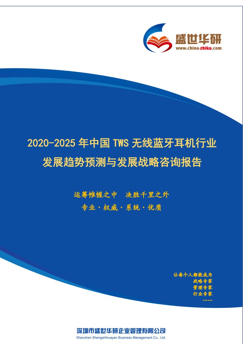 【完整版】2020-2025年中国TWS无线蓝牙耳机行业发展趋势预测与发展战略咨询报告