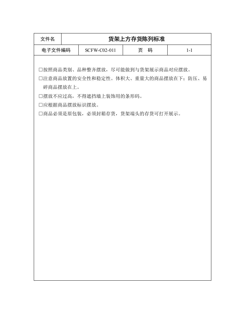 促销管理-11货架上方存货陈列标准