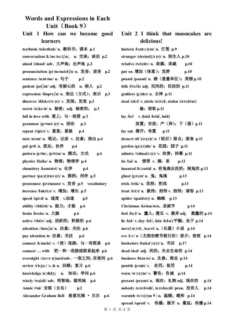 最新人教版新目标Goforit英语九年级单词表全