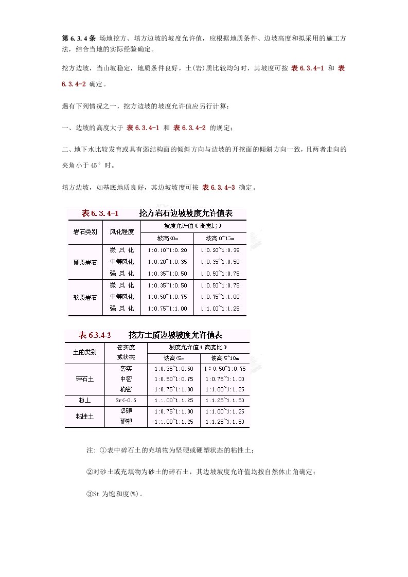 填挖方坡度规定