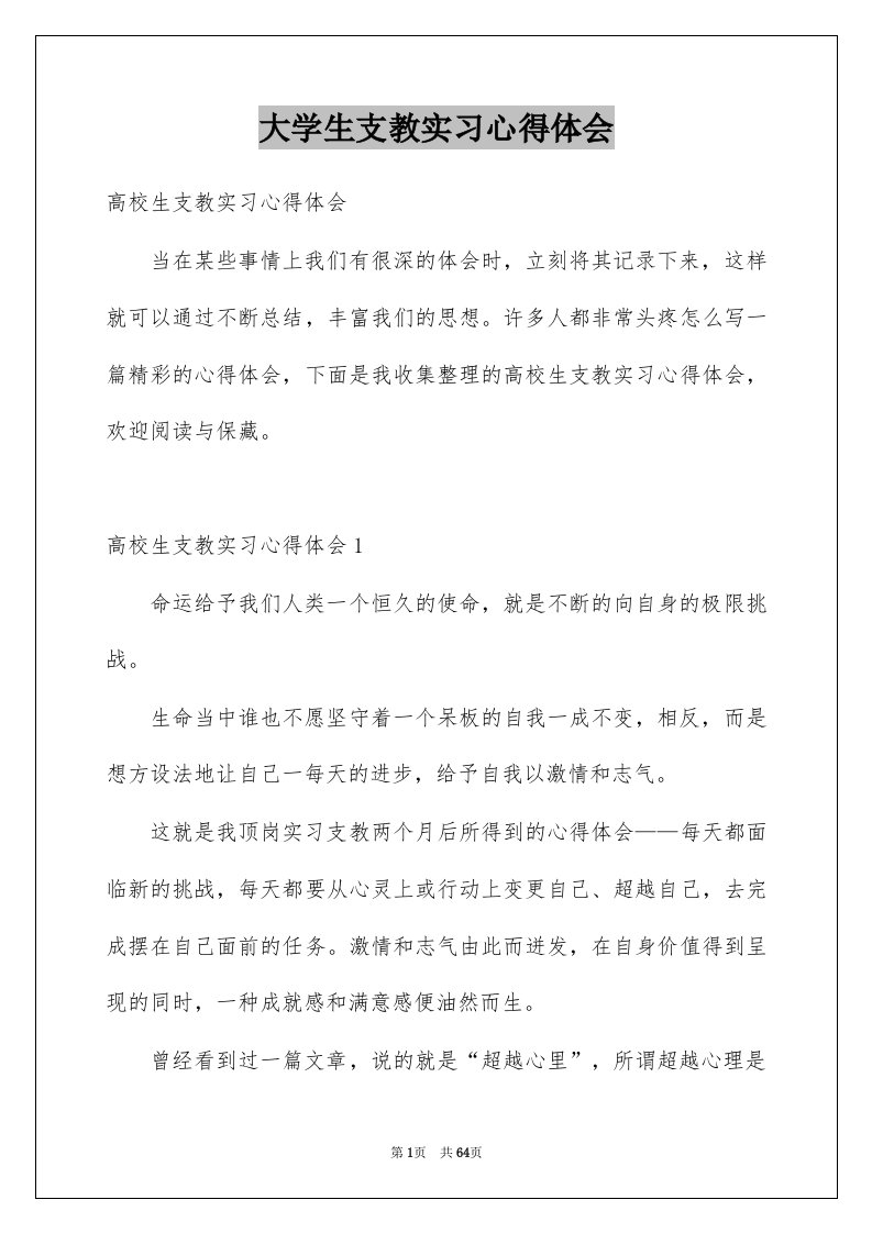 大学生支教实习心得体会例文