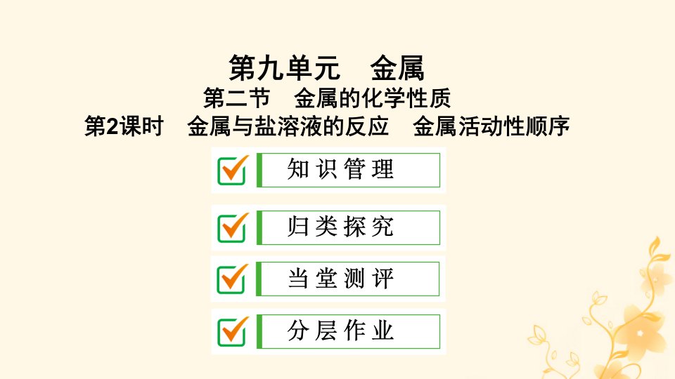 九年级化学下册第九单元金属的化学性质第2课时金属与盐溶液的反应金属活动性顺序课件新版鲁教版