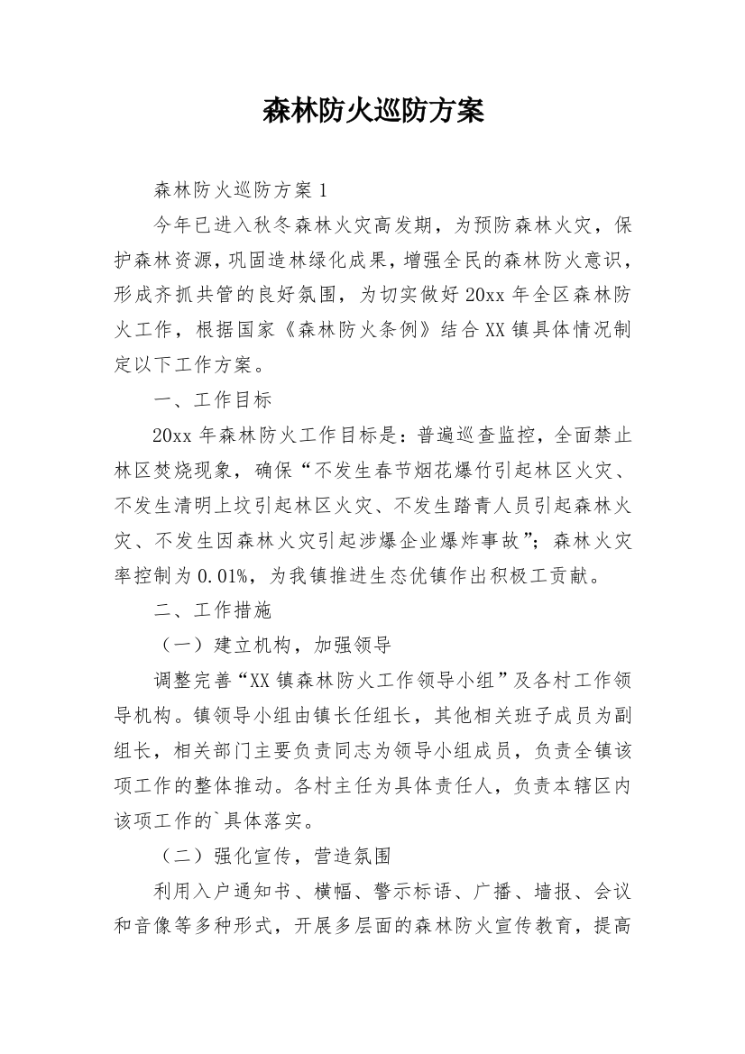 森林防火巡防方案