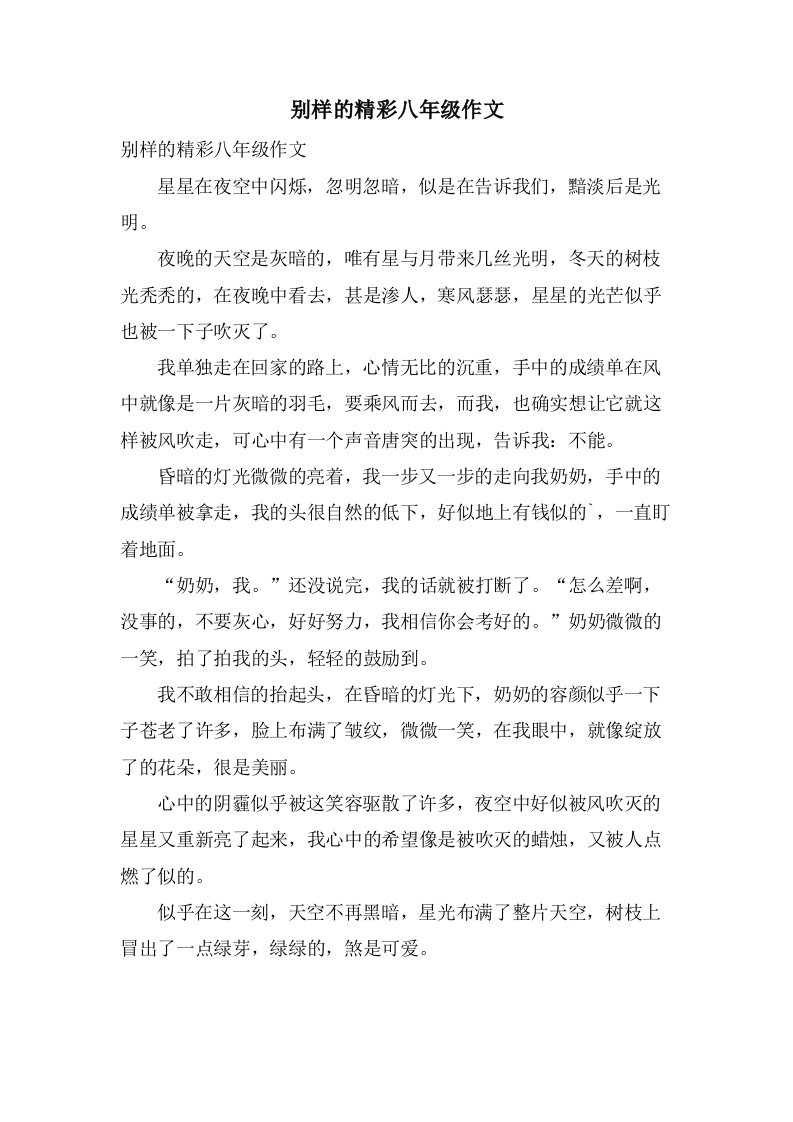 别样的精彩八年级作文