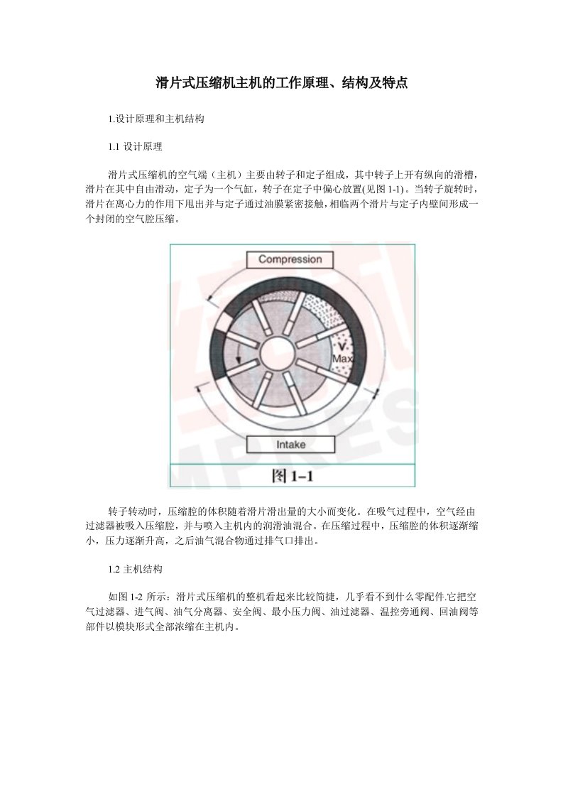 滑片式压缩机主机的工作原理