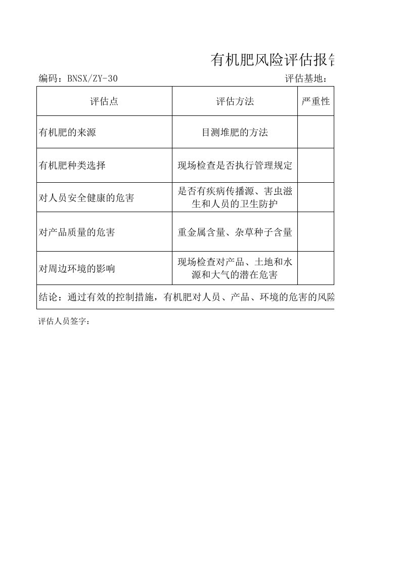 有机肥风险评估报告