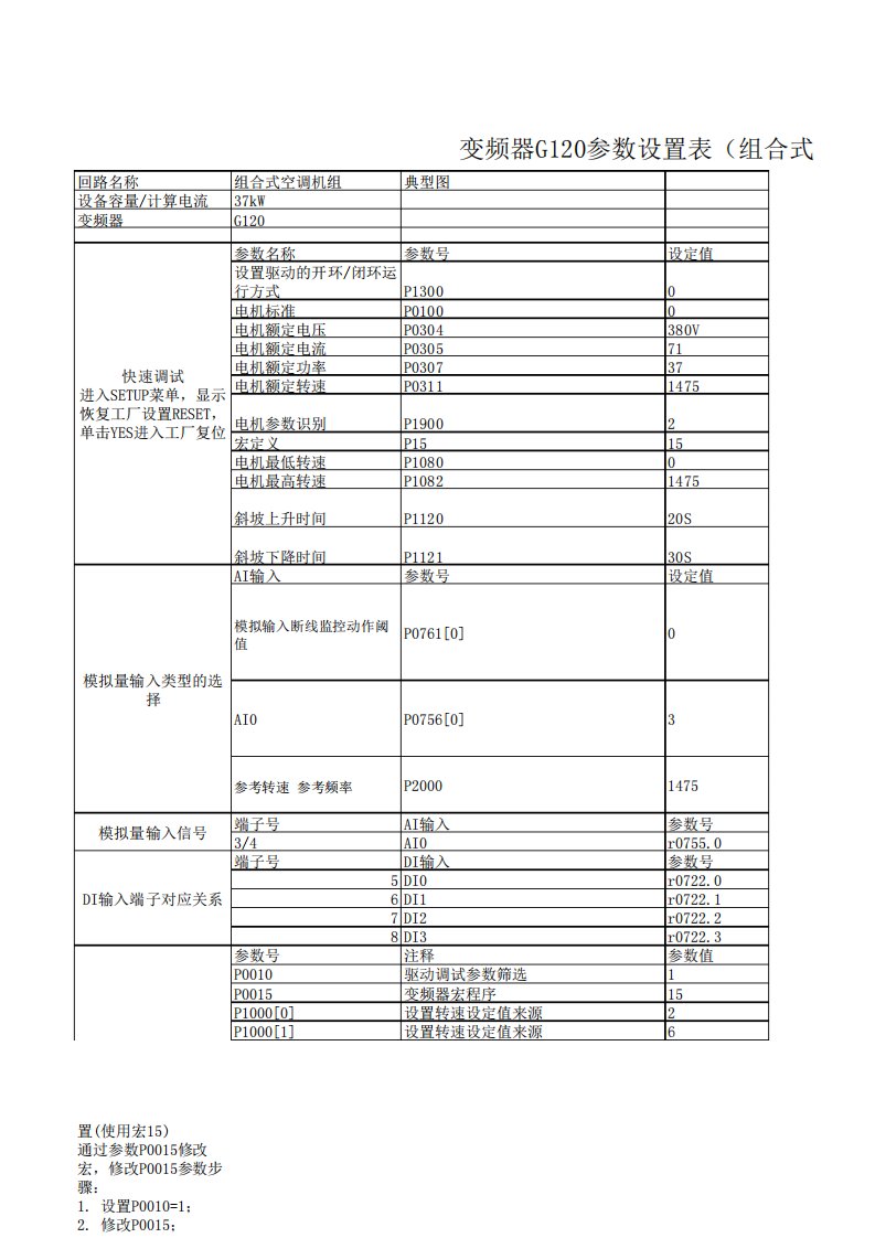 变频器G120参数设置表