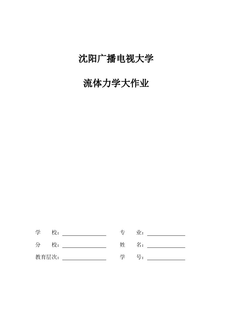 电大流体力学大作业(有图完整版)