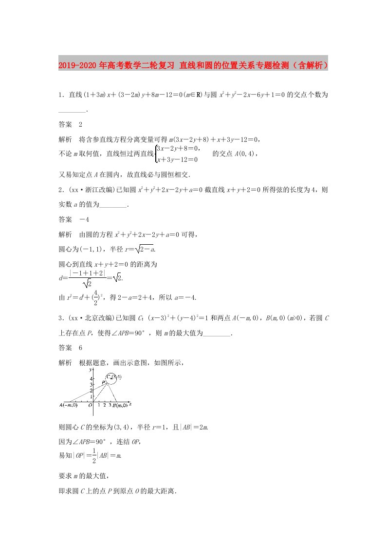 2019-2020年高考数学二轮复习