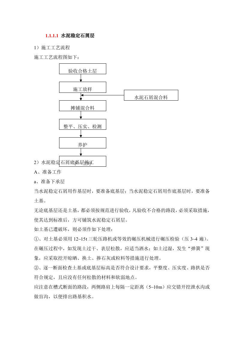 水泥稳定石屑层