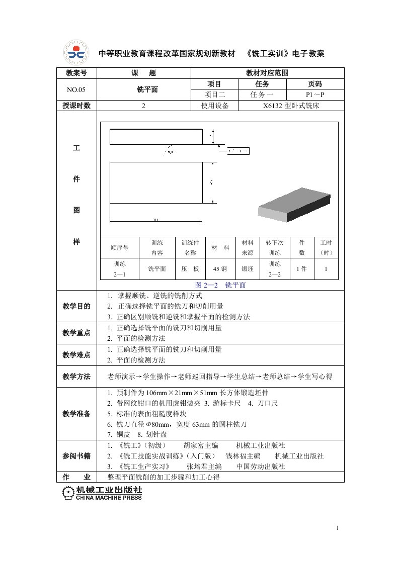 项目二铣工工艺