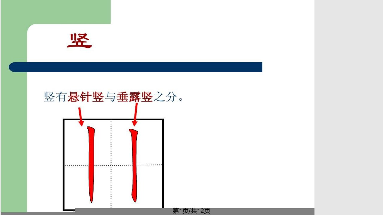 硬笔书法竖的写法PPT课件