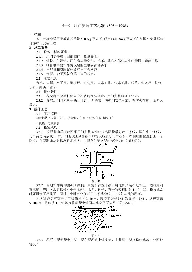 电梯厅门安装工艺标准