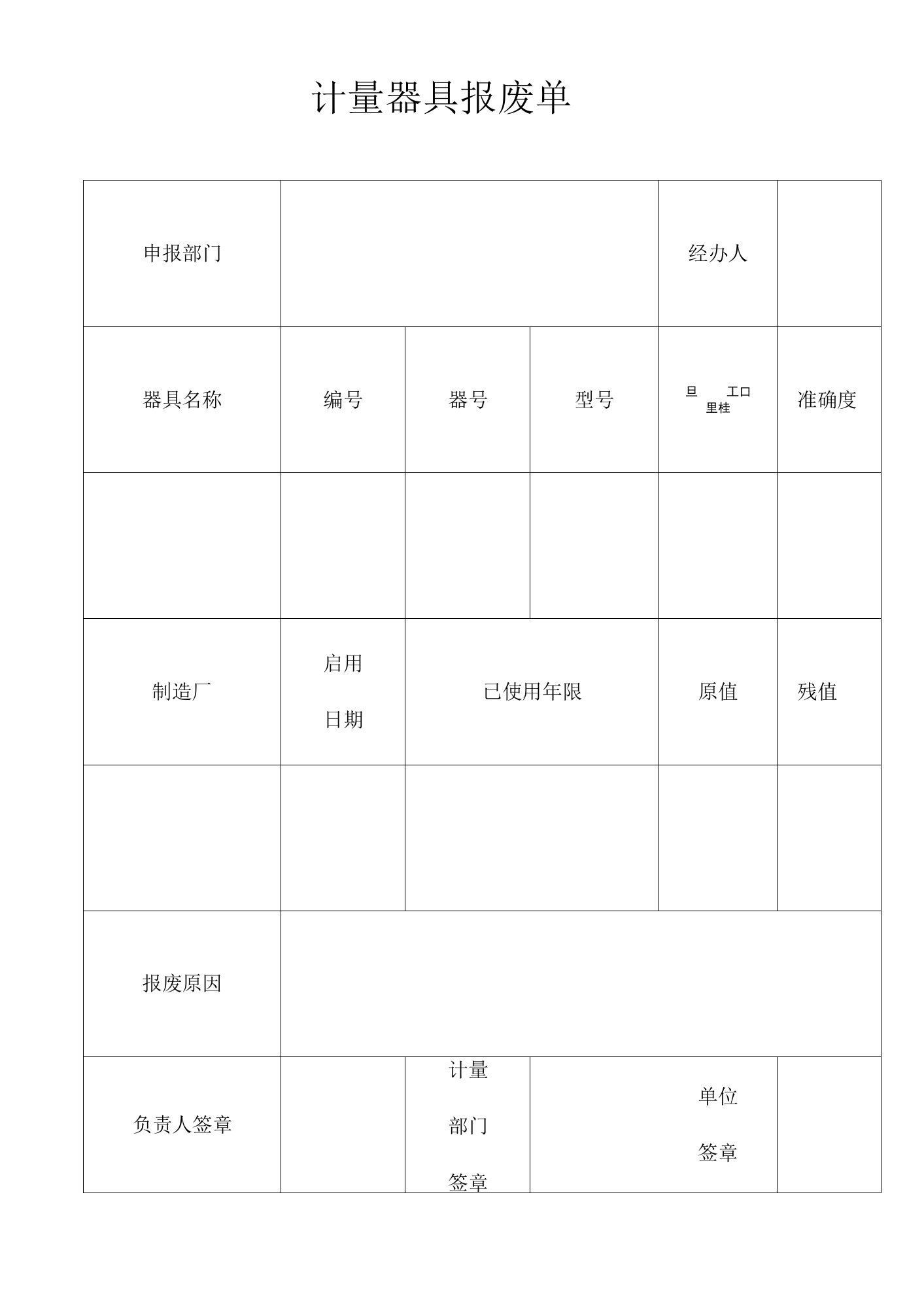 计量器具报废单